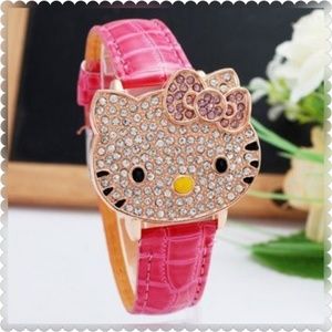 HELLO KITTY WOMANS GOLD TONE ICED OUT WOMANS FLIP